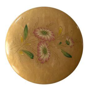 Vintage Italian Alabaster Trinket Box With Floral Design & Hinged Lid
